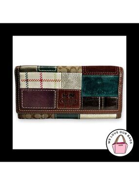 Y2K Vintage COACH HOLIDAY PATCHWORK Signature Bleecker Large Envelope Wallet